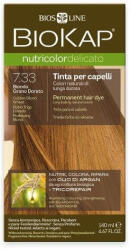 BioKap Vopsea permanentă pentru păr Nutricolor Delicato, Nunaţa Golden Blond Wheat 7.33, 140 ml, Biokap