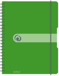 Herlitz füzetkészlet, A4-es, spirálkötésű, 80 lapos, 80g/m2, PP borító gumival, 4 perforációval, PP borító gumival, négyzetek, matt zöld, 2 db (11293099-2)