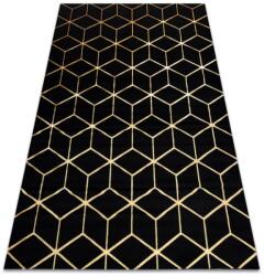Dywany Łuszczów Szőnyeg Modern Gloss 3d 409c 86 kocka elegáns, glamour, art deco fekete / arany, 200x290 cm (AT3276)