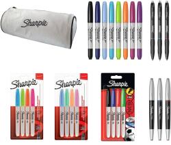 SHARPIE tolltartó, 3 db zselés toll, 3 db hegyű filctoll, 12 db normál, élénk, pasztell színű filctoll, 8 db két hegyű színes filctoll, 26 db (13544-PESH6)