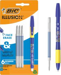 BIC Illusion géles hőérzékeny golyóstoll, radírral, 0, 7 mm, kék, 1 db golyóstoll + 6 db utántöltő buborékcsomagolásban