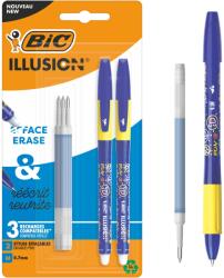 BIC Illusion géles, hőérzékeny golyóstoll, radírral, 0, 7 mm, kék, 2 db golyóstoll + 3 utántöltő buborékcsomagolásban