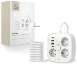 Tech-Protect Pcs3x4 Hálózati elosztó 2 USB & 2 Type-C & 3 Konnektor 200cm Fehér