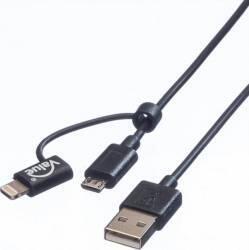 Valueline Cablu de date Value micro USB B Adaptor Lightning iPhone 1m Negru (11.99.8325-10)