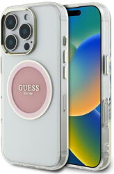 GUESS Husa Husa pentru iPhone 16 Pro Max - Guess IML Metal Colored Circle MagSafe (GUHMP16XHTDRCEDP) - Pink (KF2348046) - pcone