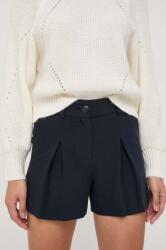 Morgan pantaloni scurti femei, culoarea albastru marin, neted, high waist 9BYX-SZD07M_59X (SHAXA.F.MARINE)
