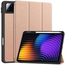 Gigapack Xiaomi Pad 7 Pro Gigapack Tok - Bőr Hatású Aktív Flip, Ceruza Tartó, Rozéarany