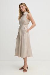 DKNY rochie din bumbac culoarea bej, midi, evazată, DJ5D9073 PPYA-SUD1LA_80X (DJ5D9073)