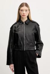 HUGO geacă de piele culoarea negru, de tranzitie, oversize, 50536938 PPYA-KUD0K8_99X (50536938)