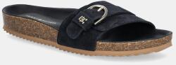 Tommy Hilfiger papuci din piele SOFT SUEDE ADJUSTABLE MULE femei, culoarea bleumarin, FW0FW08809 PPYA-KLD02K_59X (FW0FW08809)