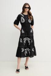 Pepe Jeans rochie din bumbac DESTINY DRESS culoarea negru, midi, evazati, PL953743 PPYA-SUD13J_99X (PL953743)