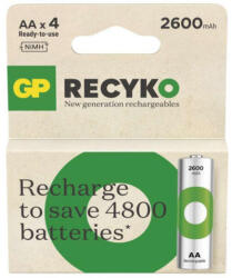 GP Batteries B25274 ReCyko NiMH akkumulátor HR6 AA 2600mAh 4db/BL (B25274)
