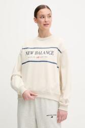 New Balance hanorac de bumbac femei, culoarea bej, cu imprimeu, WT51923LIN PPYA-BLD0WB_12X (WT51923LIN)
