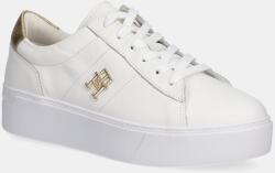 Tommy Hilfiger sneakers din piele PLATFORM COURT SNEAKER METALLICS femei, culoarea alb, FW0FW08648 PPYA-OBD142_00X (FW0FW08648)