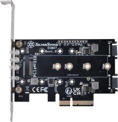 SilverStone SST-ECM27 M. 2/SATA adapterkártya, PCIe 4.0, 1x M-Key, 2x SATA 6G - alacsony profil (SST-ECM27)
