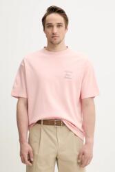 Drôle de Monsieur pamut póló Le T-Shirt Slogan Cursive rózsaszín, nyomott mintás, G-TS209-CO002-LPI - rózsaszín L