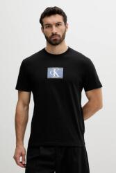 Calvin Klein pamut póló fekete, nyomott mintás, LV04RC854G - fekete S