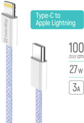 ColorWay USB-C - Apple Lightning Kábel - PD 27W - 1m - Lila (CW-CBPDCL061-PU)