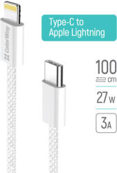 ColorWay USB-C - Apple Lightning Kábel - PD 27W - 1m - Szürke (CW-CBPDCL061-GR)