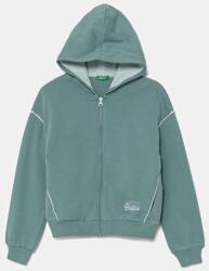 Benetton gyerek melegítőfelső pamutból zöld, sima, kapucnis, 3UNIC504T - türkiz 140