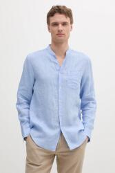 Benetton len ing állógalléros, regular, 5BKU5QL08 - kék S