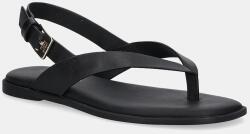 Tommy Hilfiger bőr szandál COLOR BLOCK THONG FLAT SANDAL fekete, FW0FW08883 - fekete Női 39