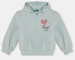 Benetton gyerek melegítőfelső pamutból türkiz, nyomott mintás, kapucnis, 3J68G503T - türkiz 104