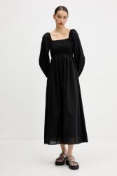 Tommy Hilfiger pamut ruha fekete, midi, harang alakú, DW0DW21335 - fekete XS