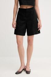 Calvin Klein Jeans vászonkeverék rövidnadrág fekete, sima, magas derekú, J20J225219 - fekete 27