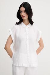 Benetton len ing galléros, bézs, regular - fehér L