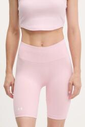 Under Armour edzős rövidnadrág Train Seamless fekete, sima, magas derekú, 1379151 - rózsaszín M