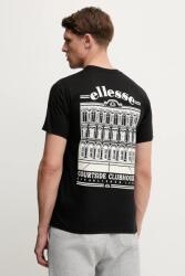 Ellesse pamut póló Courtside fekete, nyomott mintás, SHZ21991 - fekete XXL
