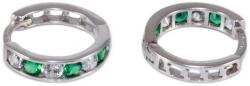 Ékszershop Zöld-fehér köves pici fehérarany karika fülbevaló (1312807)