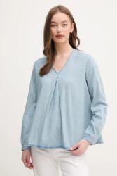 Benetton blúz pamutból sima, 5RZKDQ0BD - kék XL - answear - 16 990 Ft