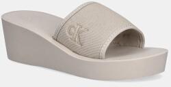 Calvin Klein Jeans papucs BEACH WEDGE SLIDE CANVAS bézs, éksarkú, YW0YW01725 - bézs Női 41