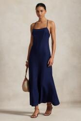 Ralph Lauren vászon ruha sötétkék, maxi, harang alakú, 211965858 - sötétkék 34