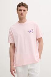 Tommy Jeans pamut póló rózsaszín, nyomott mintás, DM0DM20768 - rózsaszín M