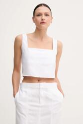 Calvin Klein felső vászonkeverékkel fehér, sima, J20J225347 - fehér M
