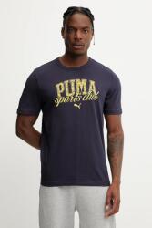 PUMA pamut póló sötétkék, nyomott mintás, 684643 - sötétkék M