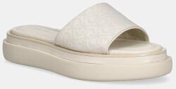 Calvin Klein papucs FLATFORM SLIDE - JACQ bézs, platformos, HW0HW02461 - bézs Női 39
