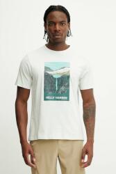 Helly Hansen pamut póló MASSIF GRAPHIC zöld, nyomott mintás, 54600 - zöld L