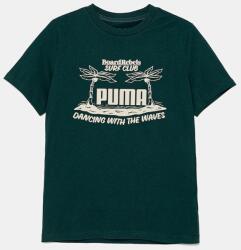 PUMA gyerek pamut póló MID90S Graphic Tee III zöld, nyomott mintás, 685152 - zöld 164