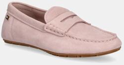 Tommy Hilfiger velúr mokaszin FLAG SOFT SUEDE DRIVER LOAFER rózsaszín, női, lapos talpú, FW0FW08558 - rózsaszín Női 39