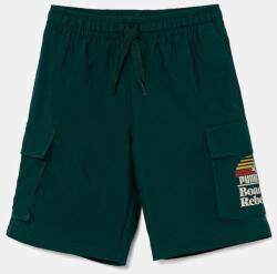 PUMA gyerek rövidnadrág MID90S Cargo Chino Shorts zöld, állítható derekú, 685154 - zöld 128