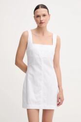 Calvin Klein ruha vászonkeverékből fehér, mini, testhezálló, J20J225277 - fehér XL