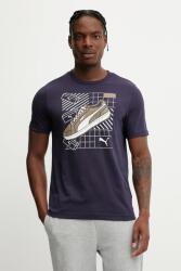 PUMA pamut póló GRAPHICS Sneaker sötétkék, nyomott mintás, 684830 - sötétkék XL