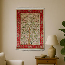 Bakhtar Selyem szőnyeg Életfa motívum bézs 80x120 viszkóz selyem perzsa szőnyeg (124-80x120-Beige)