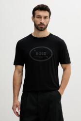 BOSS Green pamut póló fekete, férfi, nyomott mintás, 50537825 - fekete XXL