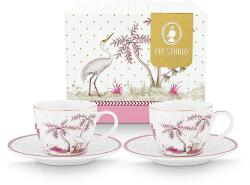 Pip Studio 2 személye csésze és csészealj készlet Jolie Dots Gold Pink 120 ml fehér - fehér Univerzális méret