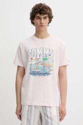 Tommy Jeans pamut póló rózsaszín, nyomott mintás, DM0DM21867 - rózsaszín M